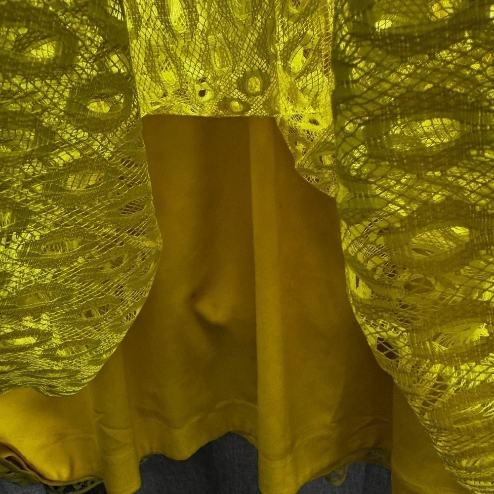 EUC Anthropologie Maeve skirt Yellow Lace with Pockets Size 4
